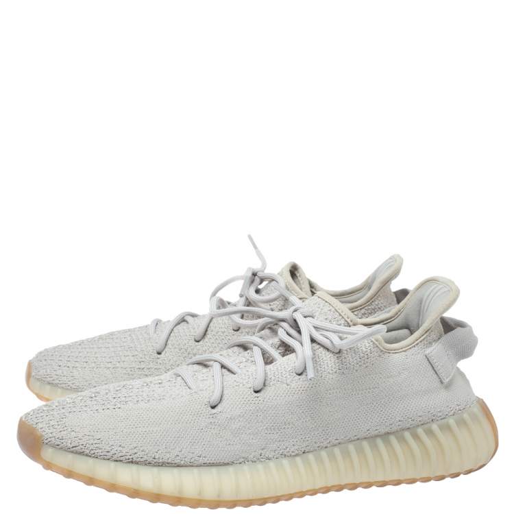 Pre Owned Yeezy x Adidas Sesame Cotton Knit Boost 350 V2 Sneakers Size 45.5