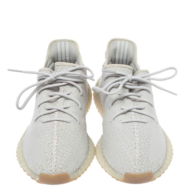 Pre Owned Yeezy x Adidas Sesame Cotton Knit Boost 350 V2 Sneakers Size 45.5
