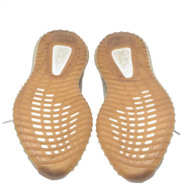 Pre Owned Yeezy x Adidas Sesame Cotton Knit Boost 350 V2 Sneakers Size 45.5