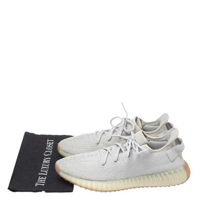 Pre Owned Yeezy x Adidas Sesame Cotton Knit Boost 350 V2 Sneakers Size 45.5