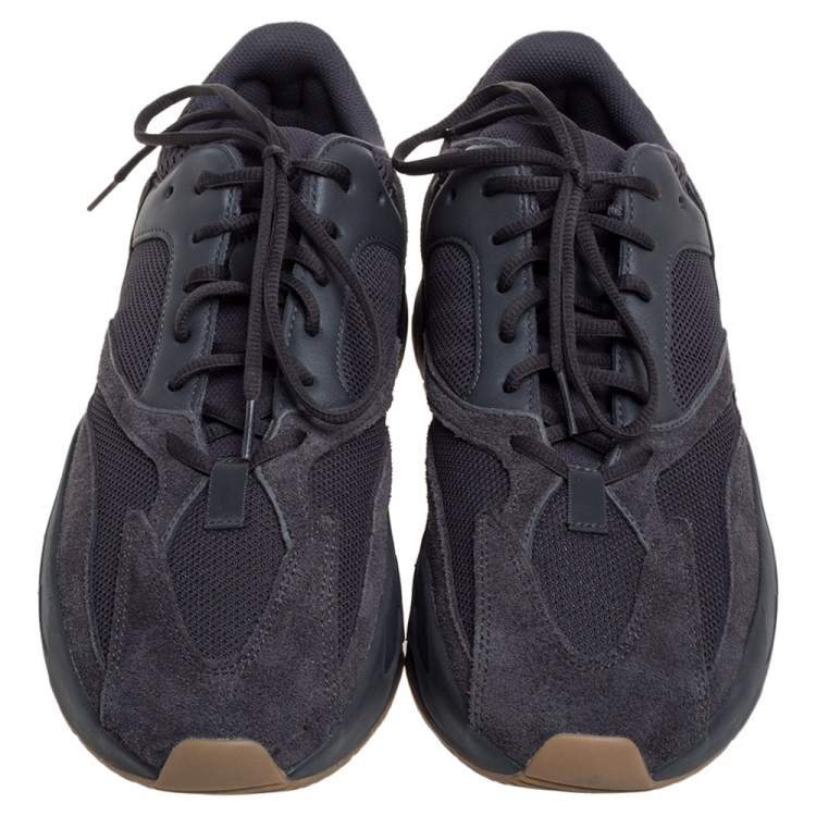 Pre Owned Yeezy x Adidas Grey Suede and Leather Boost 700 V2 Vanta Sneakers Size 46