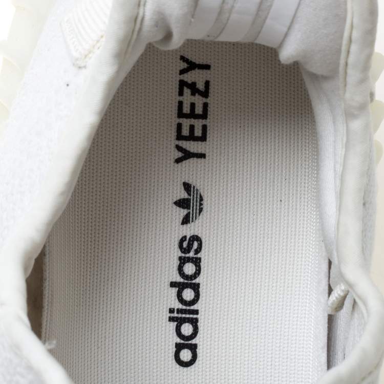 Pre Owned Yeezy x Adidas White Cotton Knit Boost 350 V2 Sneakers Size 45 1/3