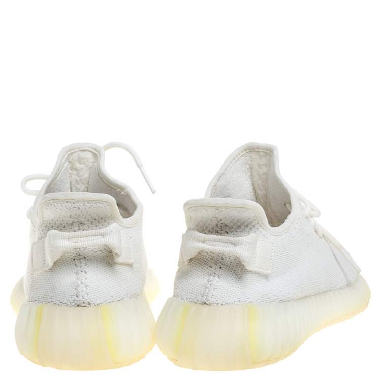 Pre Owned Yeezy x Adidas White Cotton Knit Boost 350 V2 Sneakers Size 45 1/3