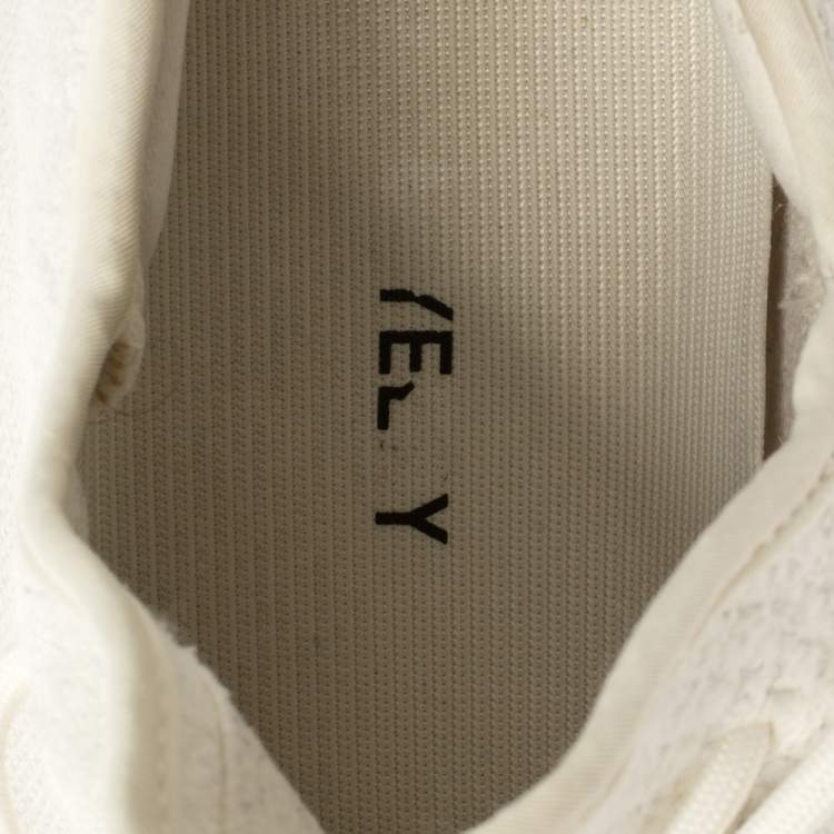 Pre Owned Yeezy x Adidas White Cotton Knit Fabric Boost 350 V2 Triple Sneakers Size EU 45 1/3 (US 11/UK 10.5)