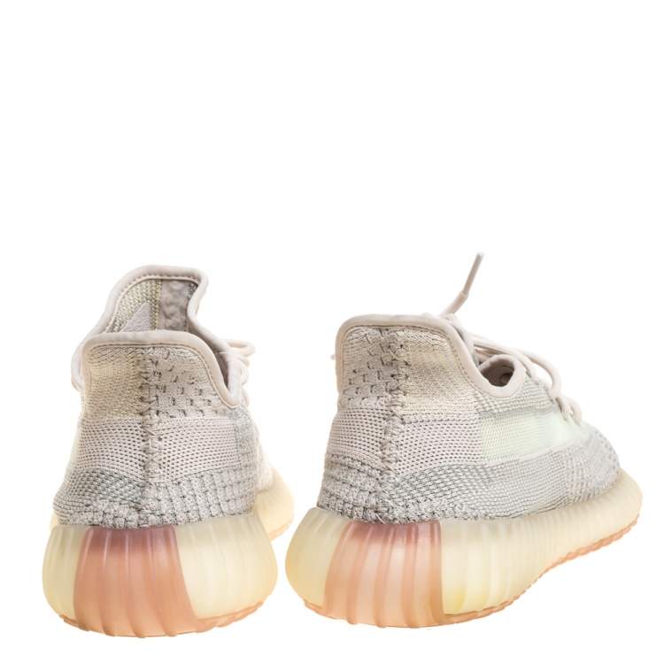 Pre Owned Yeezy x Adidas Pale Green Cotton Knit Boost 350 V2 Citrin Non Reflective Sneakers Size 46 2/3