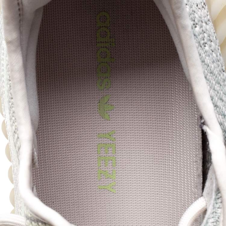 Pre Owned Yeezy x Adidas Pale Green Cotton Knit Boost 350 V2 Citrin Non Reflective Sneakers Size 46 2/3