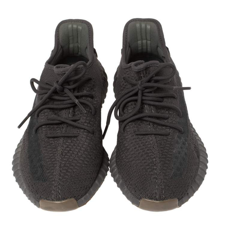 Pre Owned Yeezy x Adidas Black Cotton Knit Boost 350 V2 Static Non Reflective Sneakers Size 46