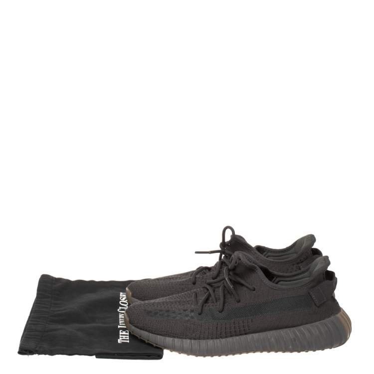 Pre Owned Yeezy x Adidas Black Cotton Knit Boost 350 V2 Static Non Reflective Sneakers Size 46