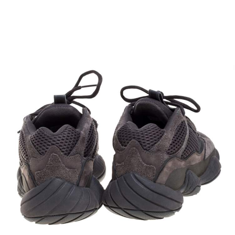 Pre Owned Yeezy x Adidas Utility Black Suede and Mesh Boost 500 Sneakers Size 39 1/3
