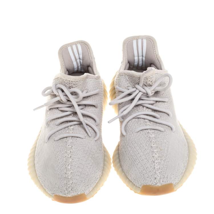 Pre Owned Yeezy x Adidas Sesame Cotton Knit Boost 350 V2 Sneakers Size 41.5