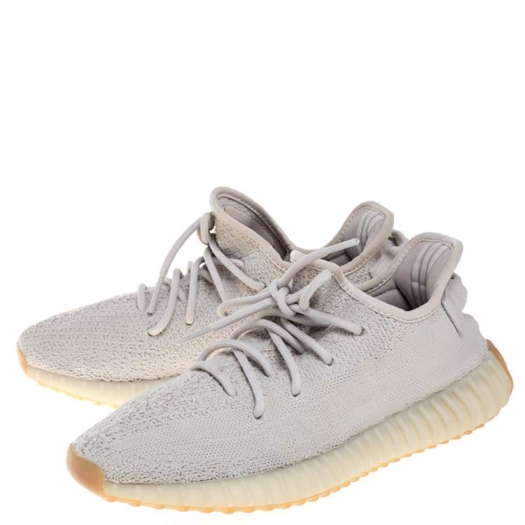 Pre Owned Yeezy x Adidas Sesame Cotton Knit Boost 350 V2 Sneakers Size 41.5