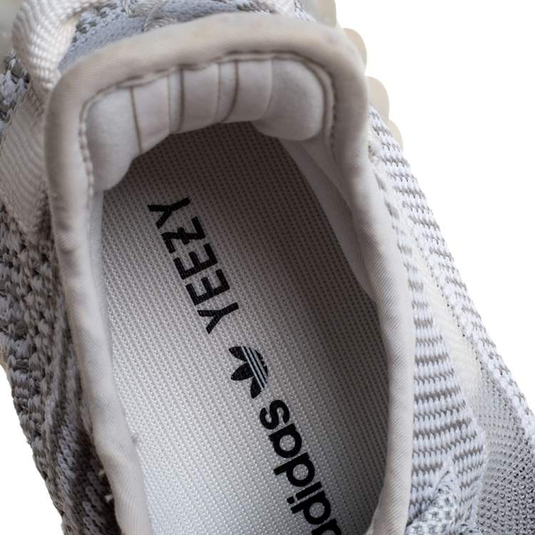 مملوكة مسبقًا Yeezy x Adidas Grey/White Cotton Knit Boost 350 V2 Static Non-Reflective Sneakers Size 38 2/3