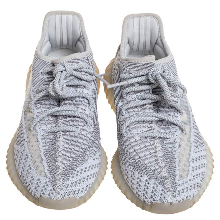 مملوكة مسبقًا Yeezy x Adidas Grey/White Cotton Knit Boost 350 V2 Static Non-Reflective Sneakers Size 38 2/3
