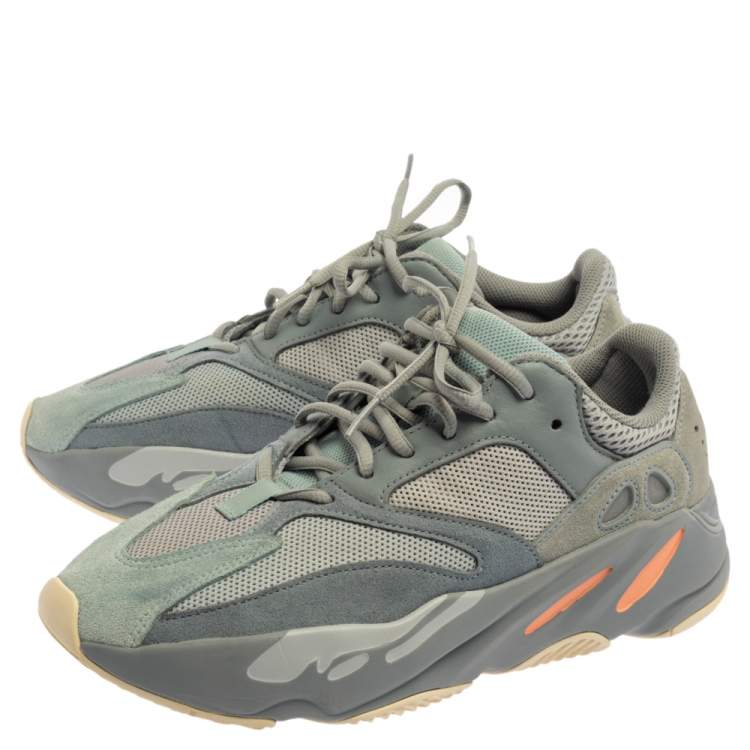 Pre Owned Yeezy x Adidas Grey/Blue Mesh And Suede Leather Boost 700 V2 Inertia Sneakers Size 43 1/3
