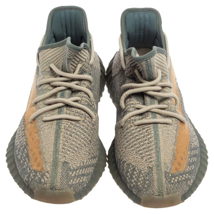 Pre Owned Yeezy x Adidas Grey/Beige Knit Boost 350 V2 Israfil Sneakers Size 46