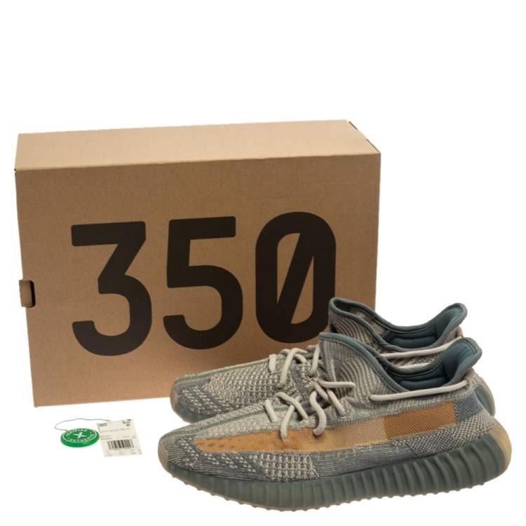 Pre Owned Yeezy x Adidas Grey/Beige Knit Boost 350 V2 Israfil Sneakers Size 46