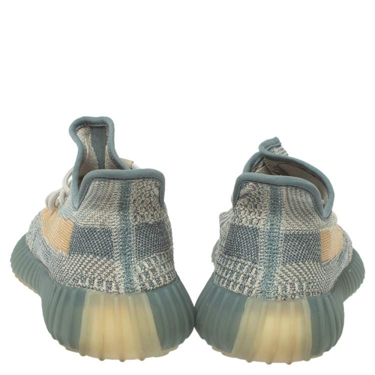 Pre Owned Yeezy x Adidas Blue/White Knit Fabric Boost 350 V2 Israfil Sneakers Size 42.5