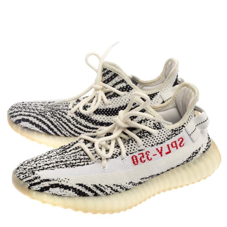 Pre Owned Yeezy x Adidas White/ Black Yeezy Boost 350 V2 Zebra Sneakers Size 43.5