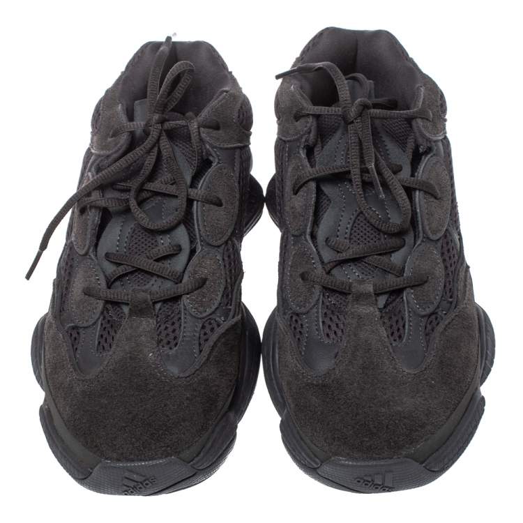 Pre Owned Yeezy x Adidas Black Mesh And Suede Leather 500 Utility Sneakers Size 42