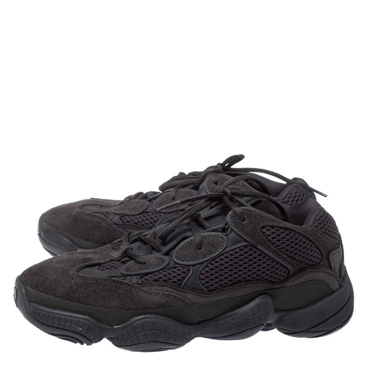 Pre Owned Yeezy x Adidas Black Mesh And Suede Leather 500 Utility Sneakers Size 42