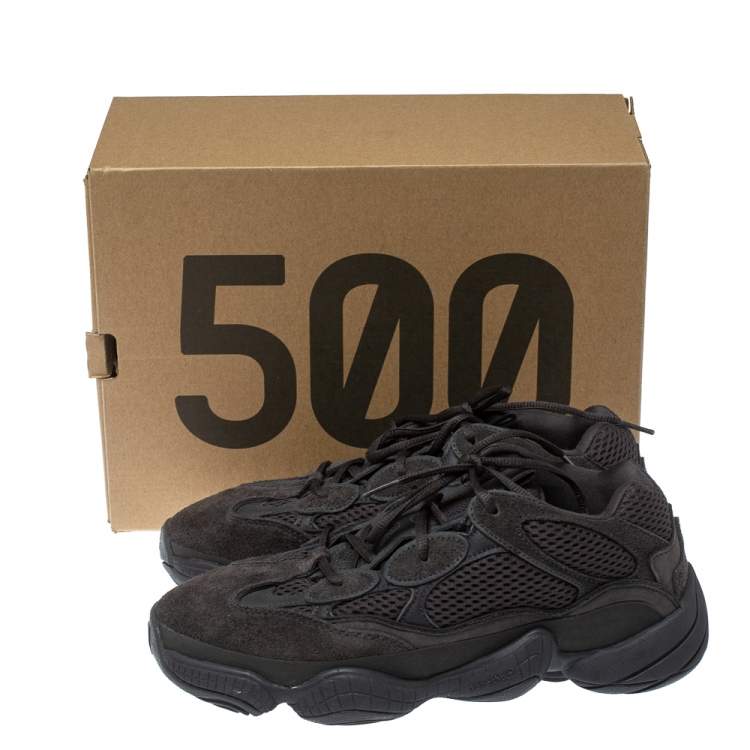 Pre Owned Yeezy x Adidas Black Mesh And Suede Leather 500 Utility Sneakers Size 42