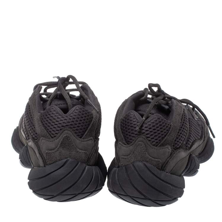 Pre Owned Yeezy x Adidas Black Mesh And Suede Leather 500 Utility Sneakers Size 42