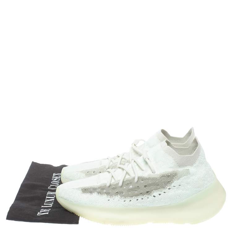 Pre Owned Yeezy x adidas Tricolor Knit Fabric Boost 380 Calcite Glow Sneakers Size 44