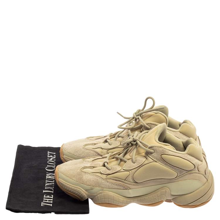 Pre Owned  Yeezy x adidas Green Suede And Neoprene 500 Utility Ortholite Sneakers Size 44