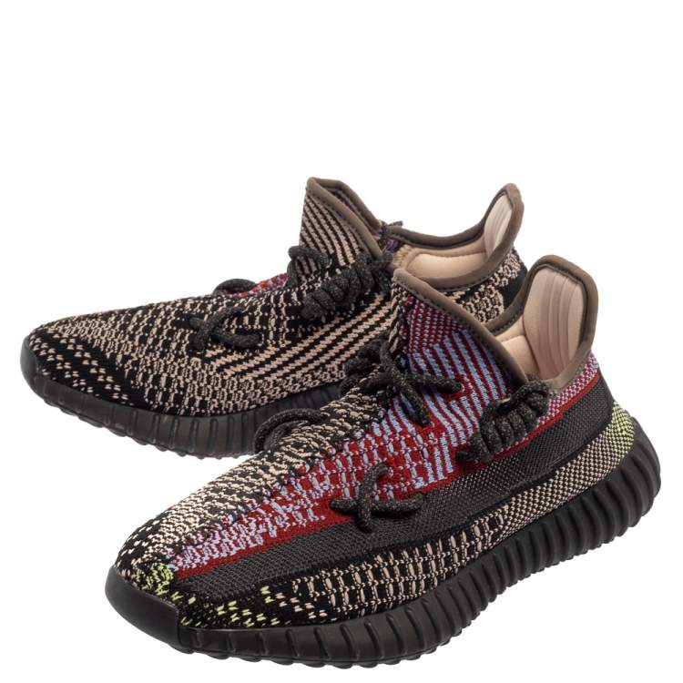 Pre Owned Yeezy x adidas Multicolor Knit Fabric 350 V2 Yecheil (Non Reflective) Low Top Sneakers Size 39 1/3
