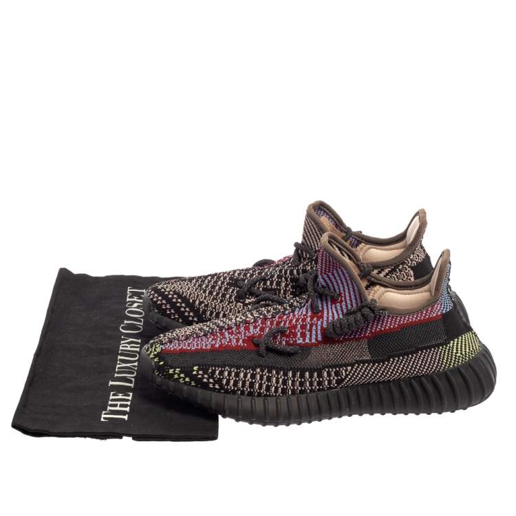 Pre Owned Yeezy x adidas Multicolor Knit Fabric 350 V2 Yecheil (Non Reflective) Low Top Sneakers Size 39 1/3