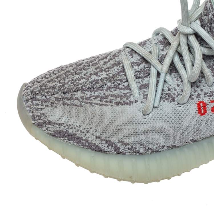 Pre Owned Yeezy x adidas Blue/Grey Knit Fabric Boost 350 V2 2.0 Sneakers Size 38