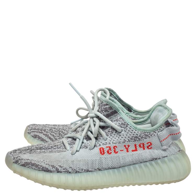 Pre Owned Yeezy x adidas Blue/Grey Knit Fabric Boost 350 V2 2.0 Sneakers Size 38