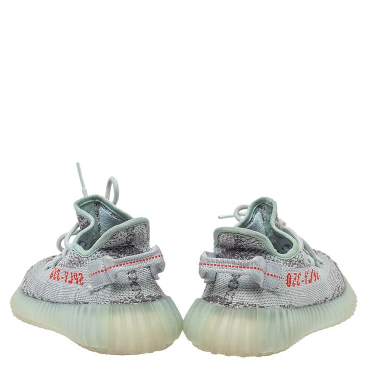 Pre Owned Yeezy x adidas Blue/Grey Knit Fabric Boost 350 V2 2.0 Sneakers Size 38