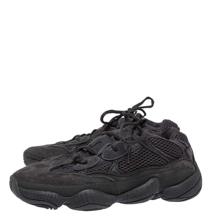 Pre Owned Yeezy x Adidas Utility Black Suede And Mesh 500 Sneakers Size 39 1/3