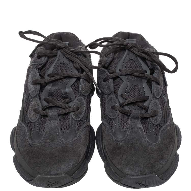 Pre Owned Yeezy x Adidas Utility Black Suede And Mesh 500 Sneakers Size 39 1/3