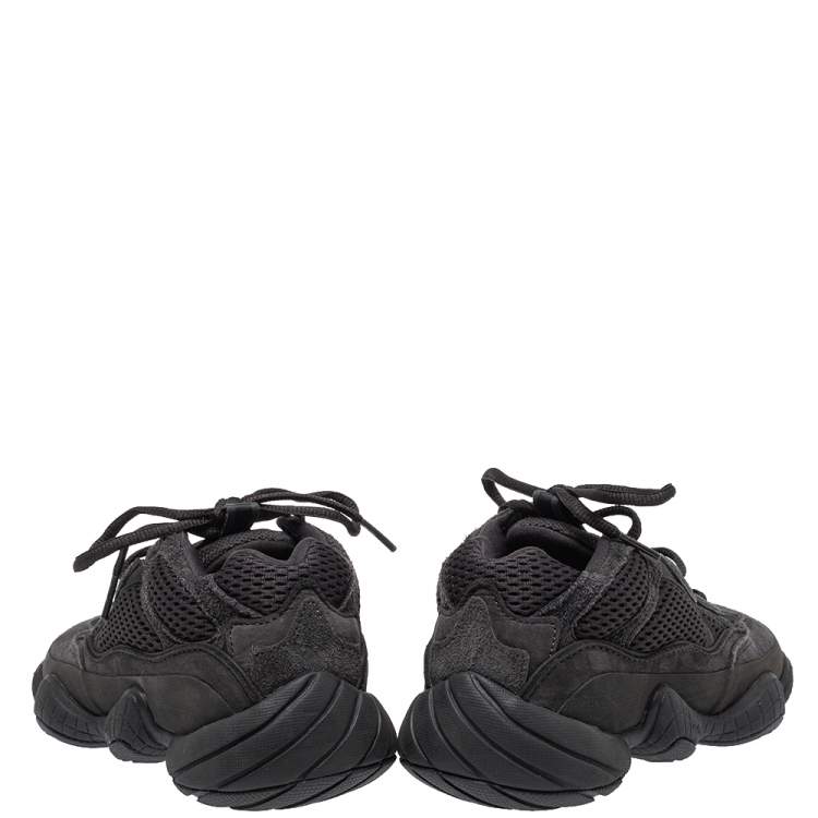 Pre Owned Yeezy x Adidas Utility Black Suede And Mesh 500 Sneakers Size 39 1/3