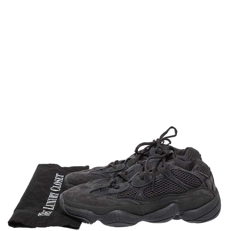 Pre Owned Yeezy x Adidas Utility Black Suede And Mesh 500 Sneakers Size 39 1/3