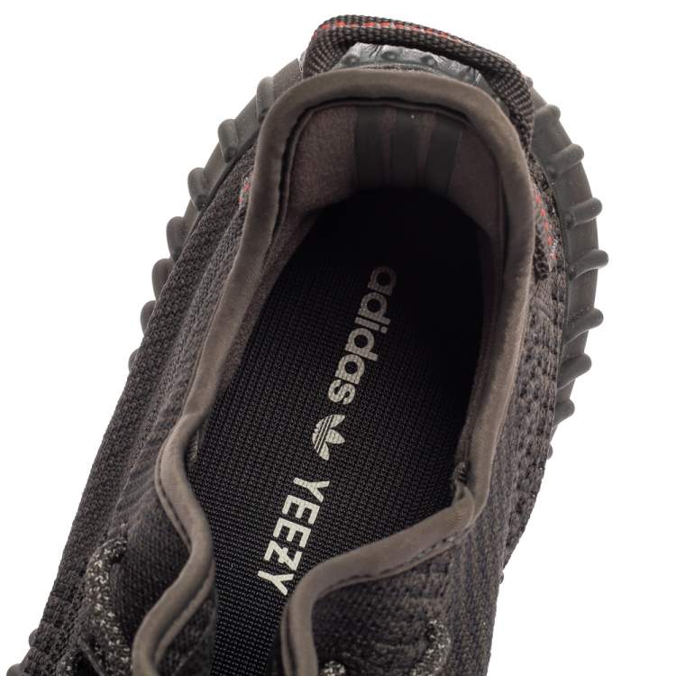 Pre Owned Yeezy x Adidas Black Knit Fabric Boost 350 V2 Sneakers Size 46
