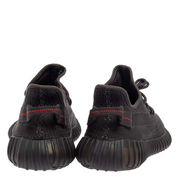 Pre Owned Yeezy x Adidas Black Knit Fabric Boost 350 V2 Sneakers Size 46