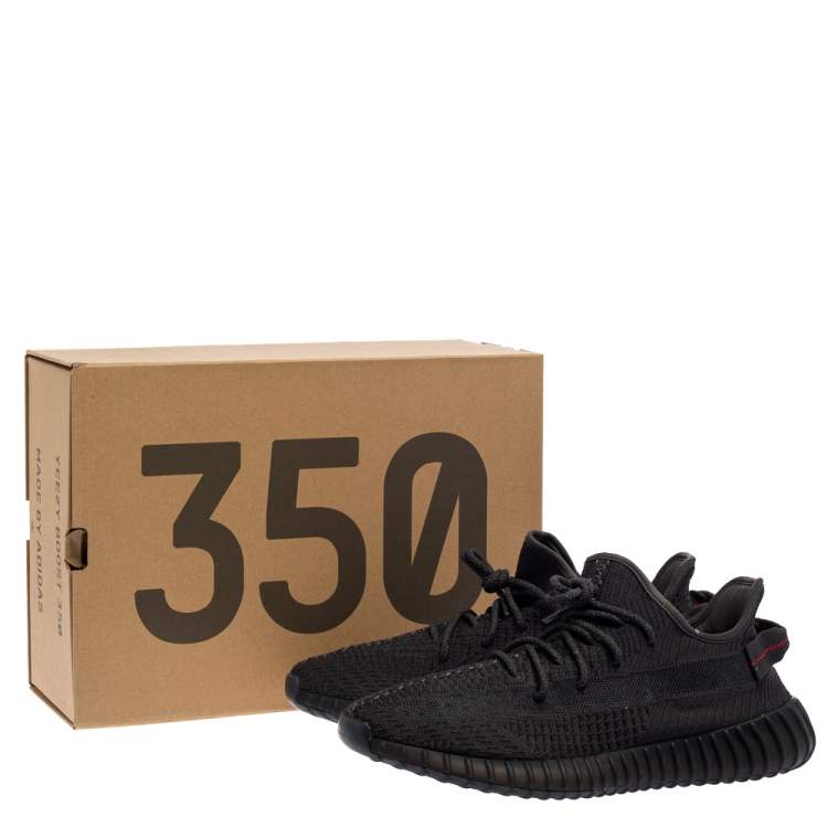 Pre Owned Yeezy x Adidas Black Knit Fabric Boost 350 V2 Sneakers Size 46