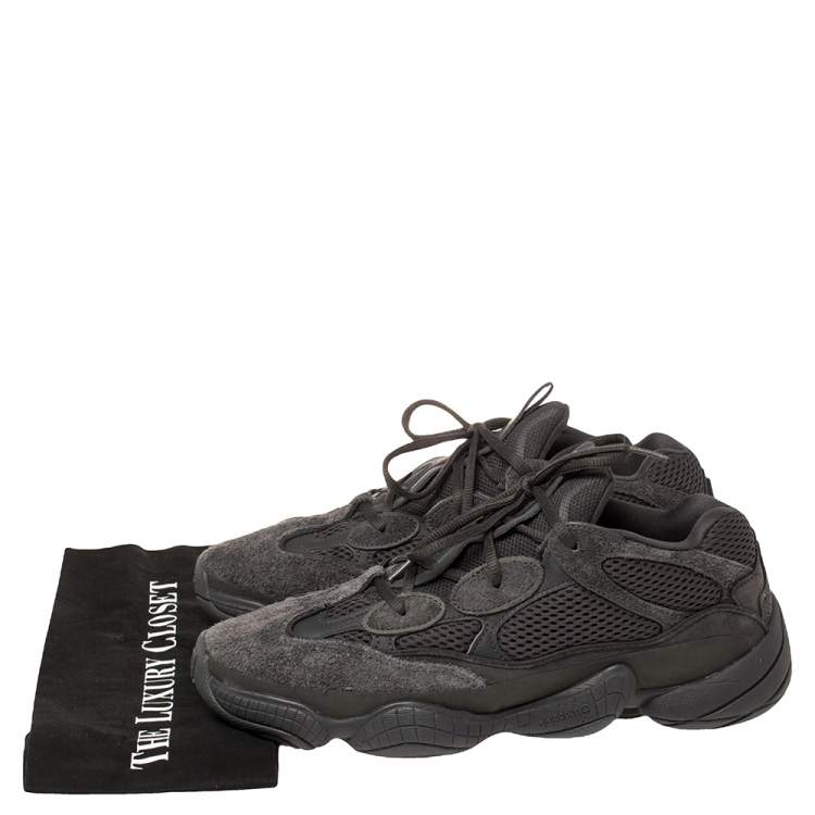 Pre Owned Yeezy x adidas Utility Black Mesh And Suede 500 V2 Desert Rat Sneakers Size 44