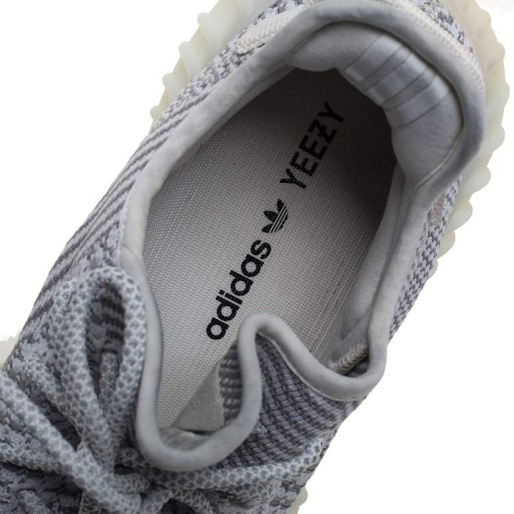 Pre Owned Yeezy x Adidas White/Grey Cotton Knit Boost 350 V2 Static Non Reflective Sneakers Size 44