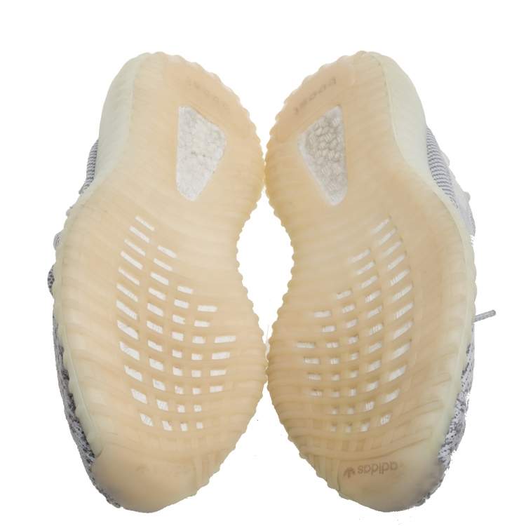 Pre Owned Yeezy x Adidas White/Grey Cotton Knit Boost 350 V2 Static Non Reflective Sneakers Size 44