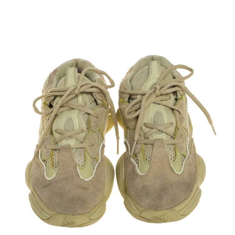 Pre Owned Yeezy x Adidas Super Moon Yellow Mesh And Suede 500 Sneakers Size 38 2/3