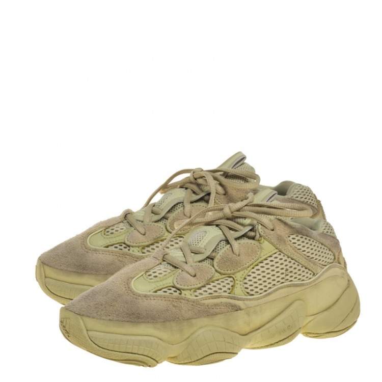 Pre Owned Yeezy x Adidas Super Moon Yellow Mesh And Suede 500 Sneakers Size 38 2/3