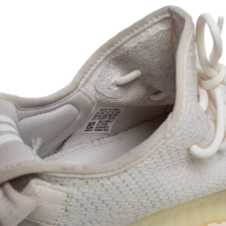 Pre Owned Yeezy x adidas Cream Cotton Knit Boost 350 V2 Triple White Sneakers Size 44