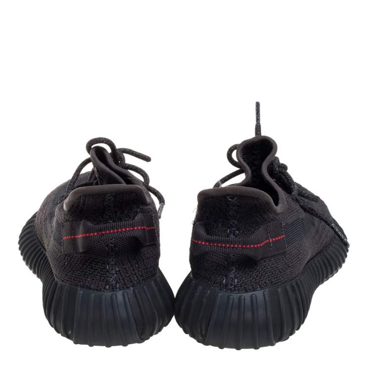 Pre Owned Yeezy x adidas Black Knit Fabric Boost 350 Cinder Sneakers Size 44