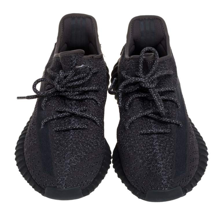 Pre Owned Yeezy x adidas Black Knit Fabric Boost 350 Cinder Sneakers Size 44