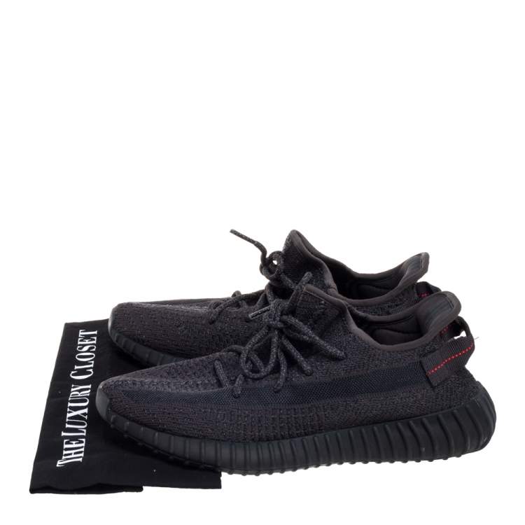 Pre Owned Yeezy x adidas Black Knit Fabric Boost 350 Cinder Sneakers Size 44
