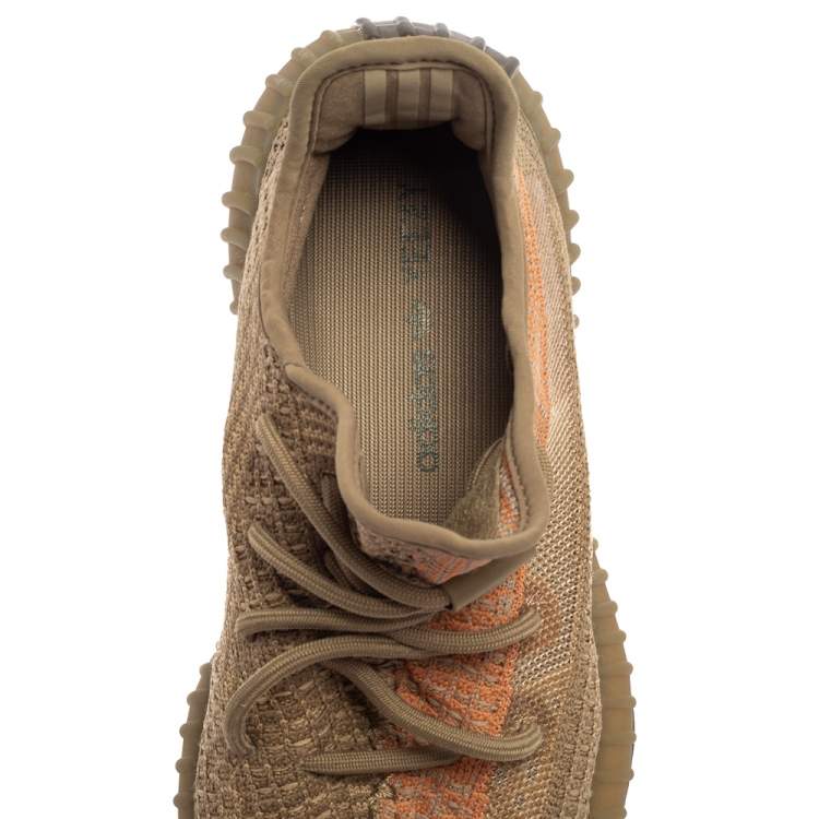 Pre Owned Yeezy x adidas Brown Knit Fabric Boost 350 V2 Sand Taupe Sneakers Size 41 1/3